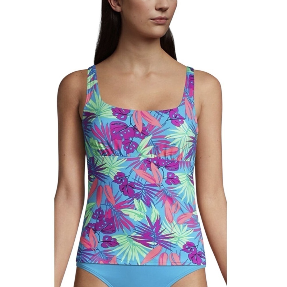 Land's End Tropical Tankini Square Neck Top